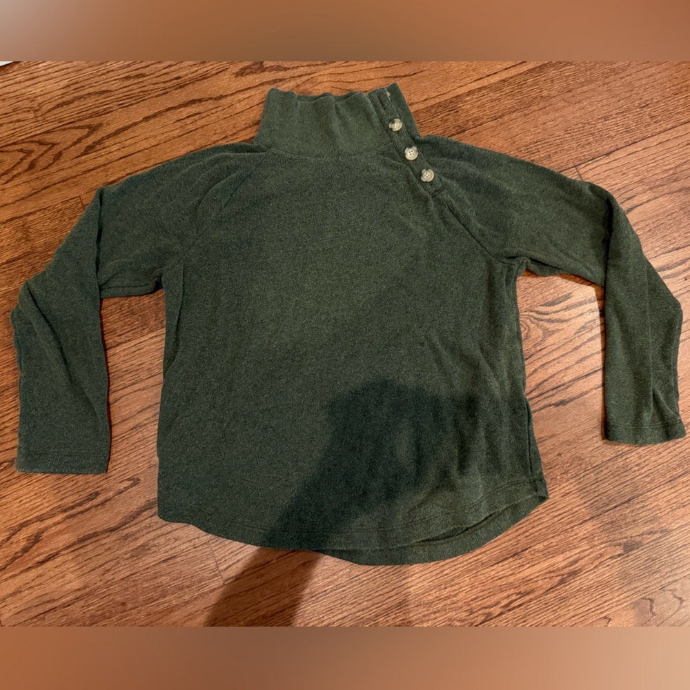 J. Crew Olive Buttoned Turtleneck Sweater